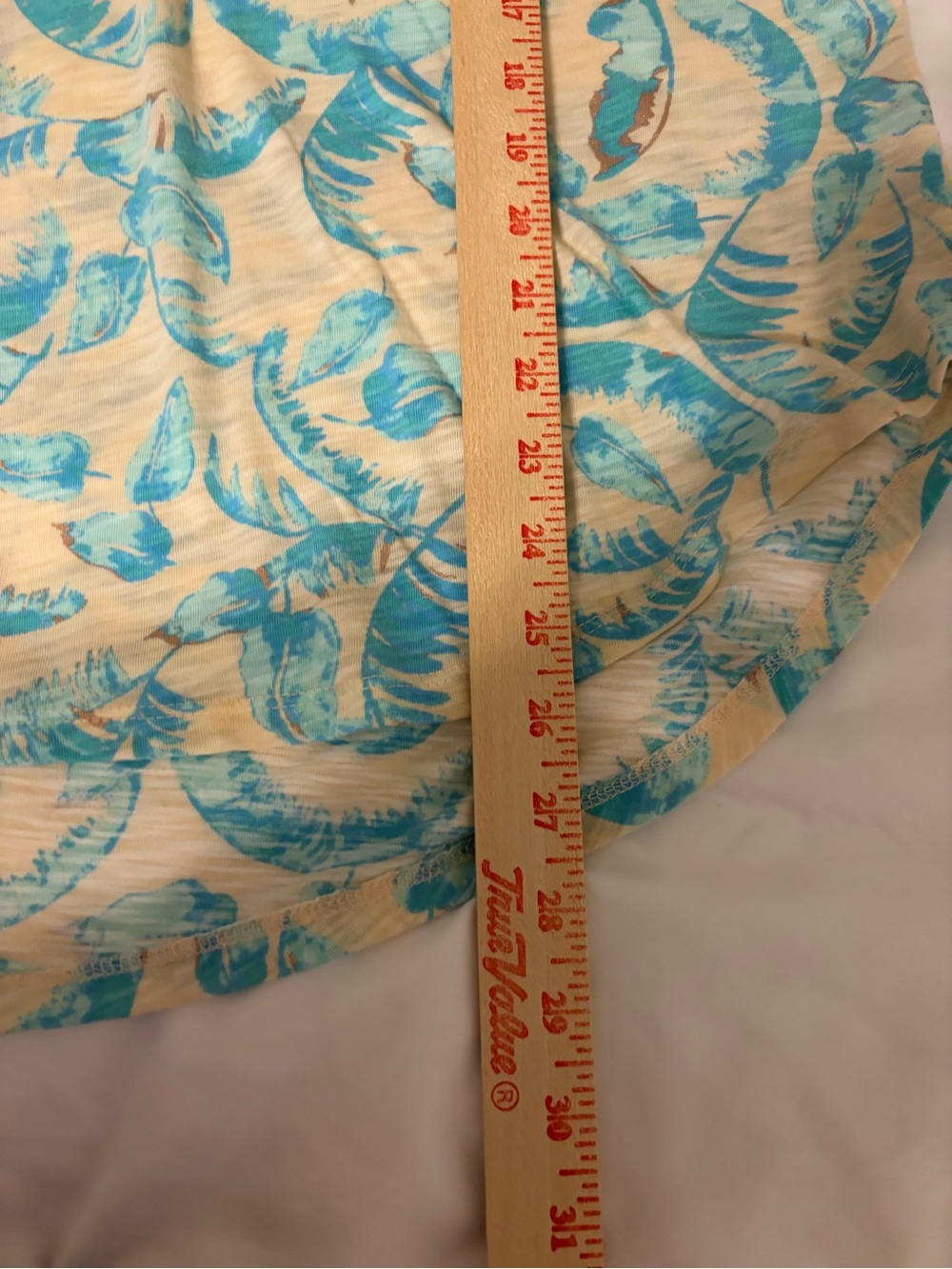 LC Lauren Conrad Blue Floral Leaf Print Slub Tee Top Size L - Picture 4 of 7